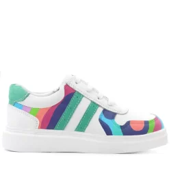 Rakerplus Tbons Özel Tasarım Hakiki Deri Beyaz Yeşil Bağcıklı Fermuarlı Çocuk Sneaker