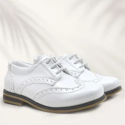 Rakerplus Titan Beyaz Rugan Bağcıklı Klasik Erkek Çocuk Klasik Ayakkabı