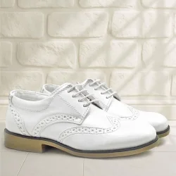 Rakerplus Titan Beyaz Rugan Bağcıklı Klasik Erkek Çocuk Klasik Ayakkabı