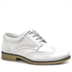 Rakerplus Titan Beyaz Rugan Bağcıklı Klasik Erkek Çocuk Klasik Ayakkabı