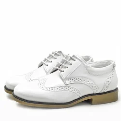 Rakerplus Titan Beyaz Rugan Bağcıklı Klasik Erkek Çocuk Klasik Ayakkabı