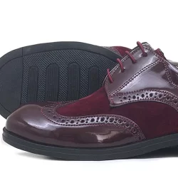 Rakerplus Titan Bordo Rugan Nubuk Bağcıklı Klasik Erkek Çocuk Ayakkabı