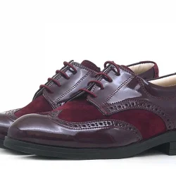 Rakerplus Titan Bordo Rugan Nubuk Bağcıklı Klasik Erkek Çocuk Ayakkabı