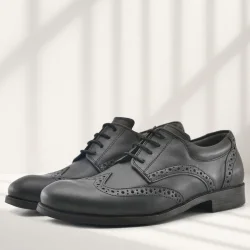 Rakerplus Titan Hakiki Deri Siyah Klasik Erkek Çocuk Ayakkabısı