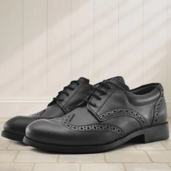 Rakerplus Titan Hakiki Deri Siyah Klasik Erkek Çocuk Ayakkabısı