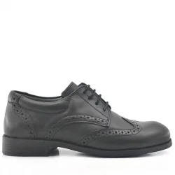 Rakerplus Titan Hakiki Deri Siyah Klasik Erkek Çocuk Ayakkabısı