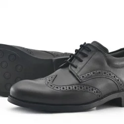 Rakerplus Titan Hakiki Deri Siyah Klasik Erkek Çocuk Ayakkabısı