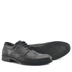 Rakerplus Titan Hakiki Deri Siyah Klasik Erkek Çocuk Ayakkabısı