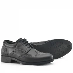 Rakerplus Titan Hakiki Deri Siyah Klasik Erkek Çocuk Ayakkabısı