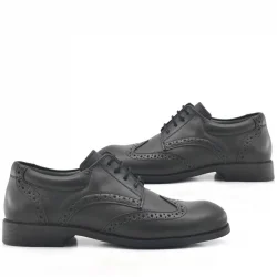 Rakerplus Titan Hakiki Deri Siyah Klasik Erkek Çocuk Ayakkabısı