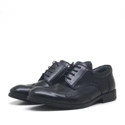 Rakerplus Titan Hakiki Deri Siyah Rugan Klasik Erkek Çocuk Ayakkabı