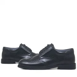 Rakerplus Titan Hakiki Deri Siyah Rugan Klasik Erkek Çocuk Ayakkabı