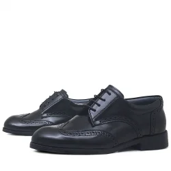 Rakerplus Titan Hakiki Deri Siyah Rugan Klasik Erkek Çocuk Ayakkabı