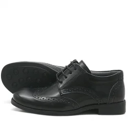 Rakerplus Titan Hakiki Deri Siyah Rugan Klasik Erkek Çocuk Ayakkabı