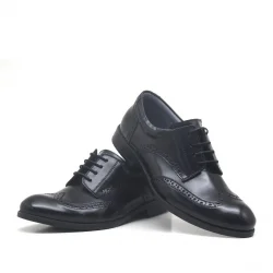 Rakerplus Titan Hakiki Deri Siyah Rugan Klasik Erkek Çocuk Ayakkabı