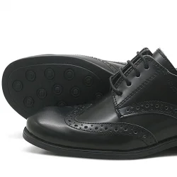 Rakerplus Titan Hakiki Deri Siyah Rugan Klasik Erkek Çocuk Ayakkabı