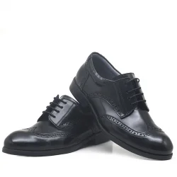 Rakerplus Titan Hakiki Deri Siyah Rugan Klasik Erkek Çocuk Ayakkabı