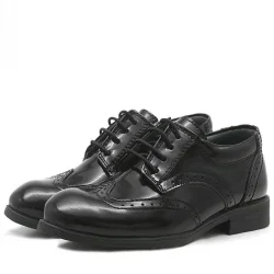 Rakerplus Titan Hakiki Deri Siyah Rugan Klasik Erkek Çocuk Ayakkabı