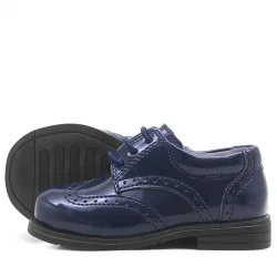 Rakerplus Titan Lacivert Rugan Bağcıklı Klasik Erkek Bebek Ayakkabı