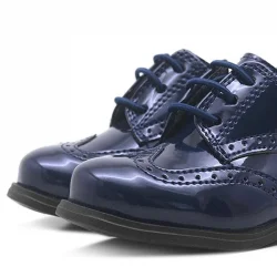 Rakerplus Titan Lacivert Rugan Bağcıklı Klasik Erkek Bebek Ayakkabı