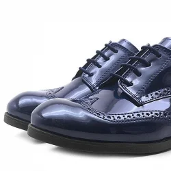 Rakerplus Titan Lacivert Rugan Bağcıklı Klasik Erkek Çocuk Ayakkabı