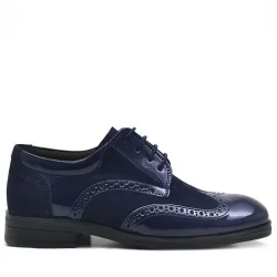 Rakerplus Titan Lacivert Rugan Bağcıklı Süet Detaylı Klasik Erkek Çocuk Ayakkabı