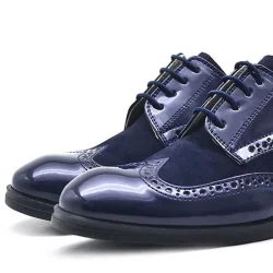 Rakerplus Titan Lacivert Rugan Bağcıklı Süet Detaylı Klasik Erkek Çocuk Ayakkabı