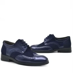 Rakerplus Titan Lacivert Rugan Bağcıklı Süet Detaylı Klasik Erkek Çocuk Ayakkabı