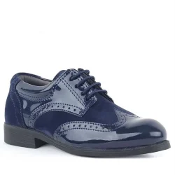 Rakerplus Titan Rugan Bağcıklı Lacivert Süet Klasik Erkek Çocuk Okul Ayakkabı