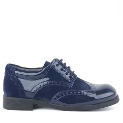 Rakerplus Titan Rugan Bağcıklı Lacivert Süet Klasik Erkek Çocuk Okul Ayakkabı