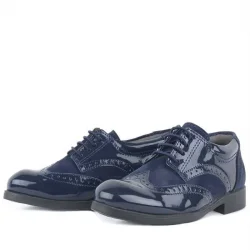 Rakerplus Titan Rugan Bağcıklı Lacivert Süet Klasik Erkek Çocuk Okul Ayakkabı