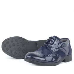 Rakerplus Titan Rugan Bağcıklı Lacivert Süet Klasik Erkek Çocuk Okul Ayakkabı