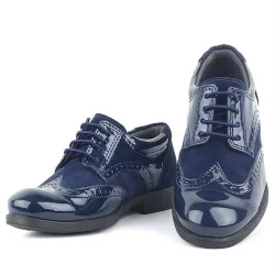 Rakerplus Titan Rugan Bağcıklı Lacivert Süet Klasik Erkek Çocuk Okul Ayakkabı