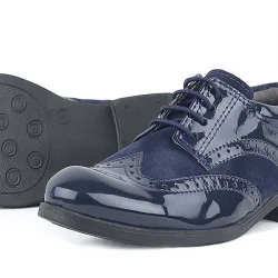 Rakerplus Titan Rugan Bağcıklı Lacivert Süet Klasik Erkek Çocuk Okul Ayakkabı