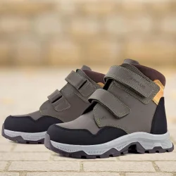 Rakerplus Trekking Hakiki Deri Haki Yeşil Sarı Cırt Cırtlı Erkek Çocuk Bot