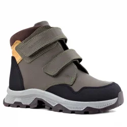 Rakerplus Trekking Hakiki Deri Haki Yeşil Sarı Cırt Cırtlı Erkek Çocuk Bot