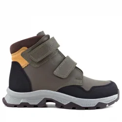 Rakerplus Trekking Hakiki Deri Haki Yeşil Sarı Cırt Cırtlı Erkek Çocuk Bot