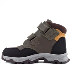 Rakerplus Trekking Hakiki Deri Haki Yeşil Sarı Cırt Cırtlı Erkek Çocuk Bot