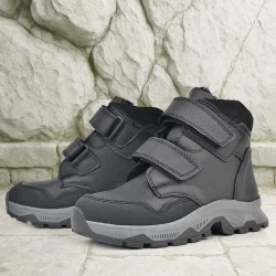 Rakerplus Trekking Hakiki Deri Siyah Cilt Cırt Cırtlı Erkek Çocuk Bot