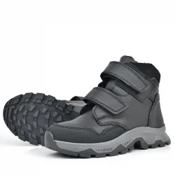 Rakerplus Trekking Hakiki Deri Siyah Cilt Cırt Cırtlı Erkek Çocuk Bot