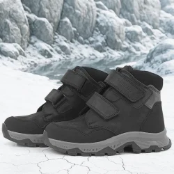 Rakerplus Trekking Hakiki Deri Siyah Cırtlı Erkek Çocuk Bot