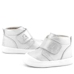 Rakerplus Yoohoo Hakiki Deri Beyaz Simli Cırtlı Unisex Bebek Bot