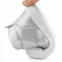 Rakerplus Yoohoo Hakiki Deri Beyaz Simli Cırtlı Unisex Bebek Bot