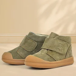 Rakerplus Yoohoo Hakiki Deri Haki Yeşil Cırtlı Unisex Bebek Bot