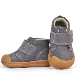 Rakerplus Yoohoo Hakiki Deri Koyu Gri Cırtlı Unisex Bebek Bot