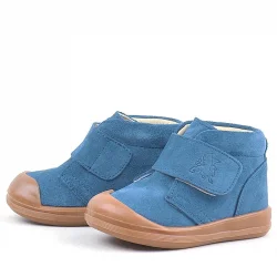 Rakerplus Yoohoo Hakiki Deri Mavi Cırtlı Unisex Bebek Bot