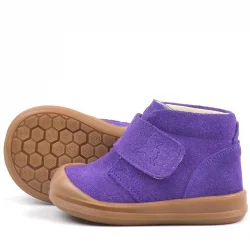 Rakerplus Yoohoo Hakiki Deri Mor Cırtlı Kız Bebek Bot