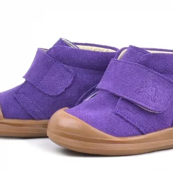 Rakerplus Yoohoo Hakiki Deri Mor Cırtlı Kız Bebek Bot