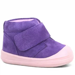 Rakerplus Yoohoo Hakiki Deri Mor Pudra Cırtlı Kız Bebek Bot