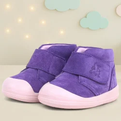 Rakerplus Yoohoo Hakiki Deri Mor Pudra Cırtlı Kız Bebek Bot